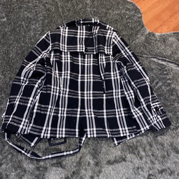 Kenneth Blake plaid  belted coat jacket Sz L - Picture 3 of 15